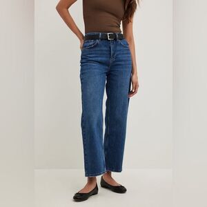 NA-KD Straight High Waist Cropped Jeans